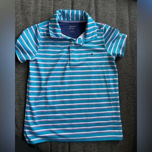 Crown & Ivy Kids Polo Shirt - size 6 Teal and Pink Stripes
